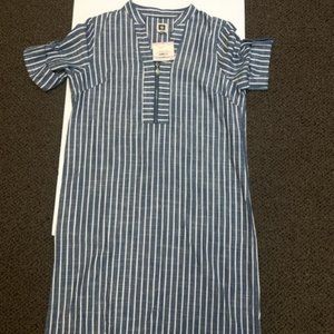 Anne Klein nautical size 6 navy/white tunic short sleeve zip up dress NWT new